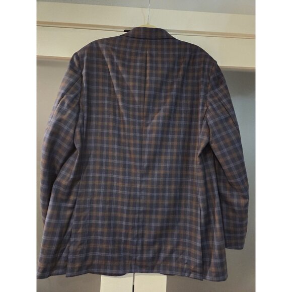 ROBERT TALBOTT Sport Coat Carmel Sz 46T Blue Plaid 100% Wool Paisley Lined - Picture 3 of 15